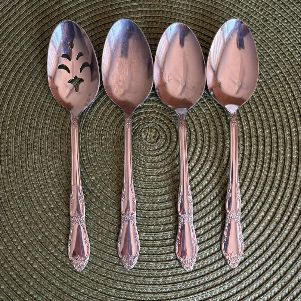 Serving Spoons Set Of 4 Oneida Fenway Wm A Rogers Daydream Stainless Flatware